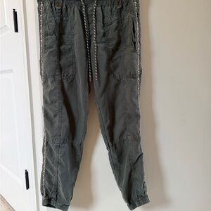 Women’s Anthropologie Olive-Gray Drawstring Side-Trim Joggers
